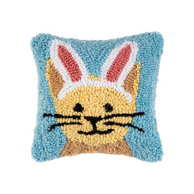 C&F Home 8" x 8" Bunny Cat Hooked Spring Throw Pillow