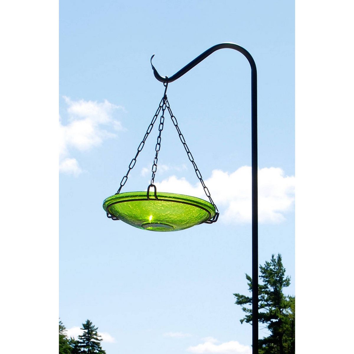 17" Diameter Reflective Crackle Glass Hanging Birdbath Bowl Fern Green - Achla Designs: Weather-Resistant, No Assembly Required - thumbnail 3