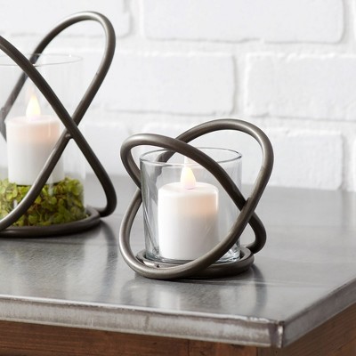 Bronze and Glass Modern Votive Candle Holder Set
