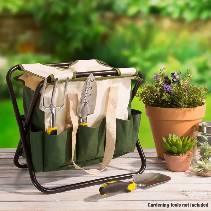 Best Wedding Registry Gifts for Gardeners, Folding Garden Stool with Green Tool Box