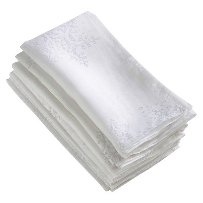 White Burnout Snowflake Napkin (20") - Saro Lifestyle