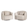Oversized Velvet Upholstered Swivel Accent Chair,360° Swivel Barrel Chair with 3 Pillows,Pumpkin-Shape Club Armchair for Living Room-Koiai - 3 of 4