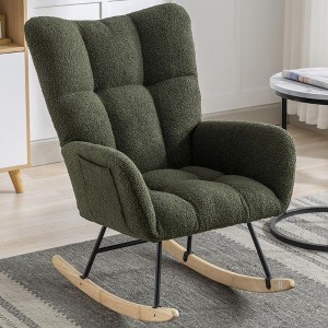 NicBex Teddy Nursery Rocking Chair with Pocket,Upholstered Glider Accent Chair  for Living Room,Bedroom,Balcony,Dark Green - 1 of 4