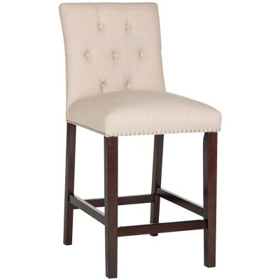 Norah Beige Wood and Metal Counter Stools, Set of 2