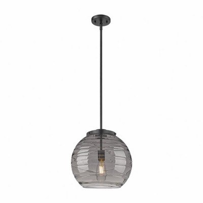 Athens Deco Swirl - 1 Light Stem Hung Pendant In Industrial Style-14.88 Inches Tall and 13.75 Inches Wide
