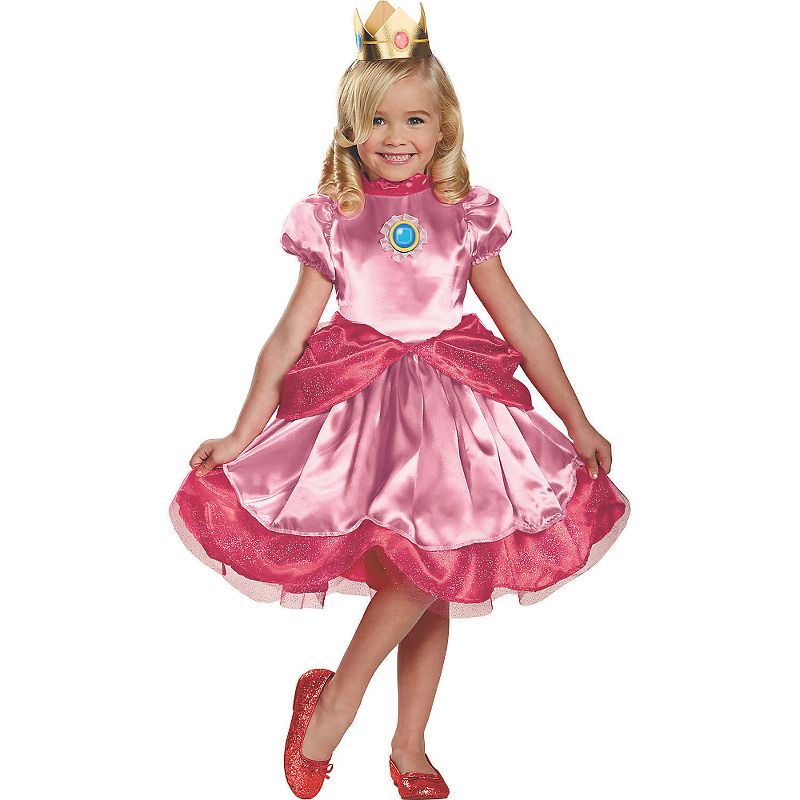Toddler Girls' Deluxe Princess Peach Dress Costume, 1 of 2