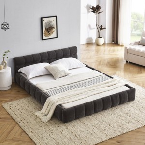 Accent Bed Frame Modern Upholstered Platform with Soft Headboard for Bedroom 68"W - 3irtyhousy - 1 of 4