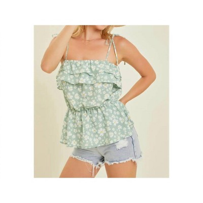 Women's Ruffled Ditsy Floral Blouse Sage - Heyson