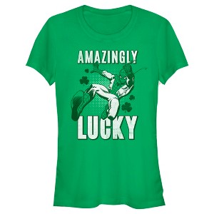 Juniors Womens Marvel St. Patrick's Day Spider-Man Amazingly Lucky T-Shirt - 1 of 4