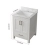 VANIRROR 24" Bathroom Vanity Cabinet Set with Granite Top, Solid Wood Cabinet With Single Sink White - 2 of 4
