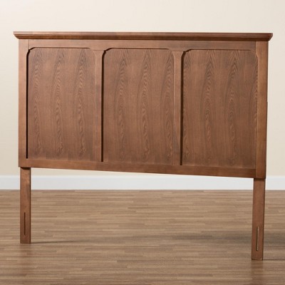 Ash Walnut Finished Wood Queen Size Headboard with Beveled Paneling