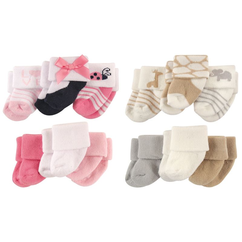 Luvable Friends Infant Girl Cotton Terry Socks, 12-Piece, Ladybug Safari, 0-3 Months, 1 of 2