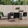 vidaXL Patio Dining Set Table and Chair with Cushions Poly Rattan and Steel - Black 55.1" Table Length 4 Chairs - 2 of 4