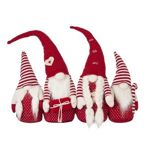 NAYSAYE Set of 4 Party Decoration Fabric Gnome Family Figurine Holiday Tabletop Accent for Christmas, White and Red, 21.3"*5.5"*25.5" - 1 of 4