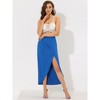 Allegra K Women's Split Ruched High Waist Summer Beach Maxi Skirts - 3 of 4
