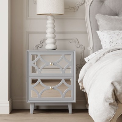 JIONJOY Modern Mirror Nightstand - 2-Drawer Fully Assembled, Accent Front Design & 40lb Capacity