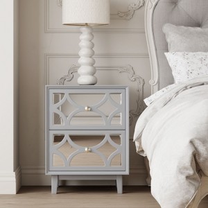 JIONJOY Modern Mirror Nightstand - 2-Drawer Fully Assembled, Accent Front Design & 40lb Capacity - 1 of 3