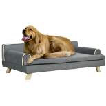 PawHut Soft Foam Large Dog Couch for a Fancy Dog Bed, Spongy Dog Sofa Bed, Washable Cover, Elevated Dog Bed, Gray