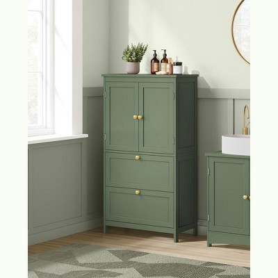 Forest Green MDF Freestanding Storage Cabinet with 2 Drawers and 2 Doors