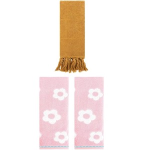 REGALWOVEN 3 Packs Solid and Floral Soft Absorbent Cotton Hand Towels Bathroom 14" x 30" - 1 of 4