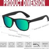 Attop Polarized Sunglasses Retro Square Design Sunglasses UV400 Fashion, Black Frame, Green Lenses - 3 of 4