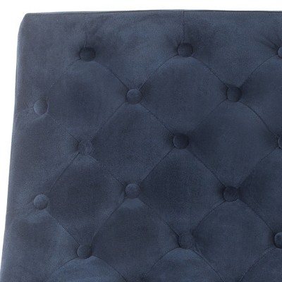 Navy Velvet Spot 25" Metal-Legged Transitional Accent Chair