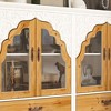 Famapy White Accent Cabinet Carved Floral European Style Magnetic Glass Door - 4 of 4