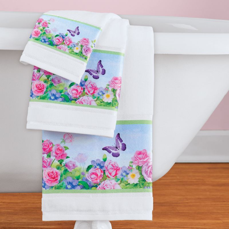 Collections Etc Elegant Colorful Butterfly Garden 3-Piece Towel Set, 2 of 3