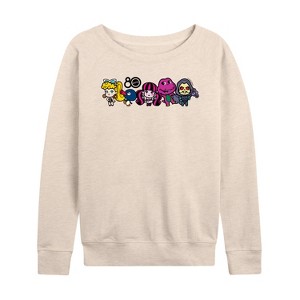 Women's - Mattel - 80Th Lineup Color Lightweight French Terry Wide Neck Long Sleeve Shirt - 1 of 4