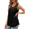 Women's Summer Tank Tops Loose Fit Pleated Tunic Scoop Neck Sleeveless Lace Blouse Flowy Curved Hem Casual Dressy Tops - 3 of 4