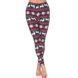 Women's One Size Fits Most Printed Leggings - One Size Fits Most - White Mark - 1 of 3