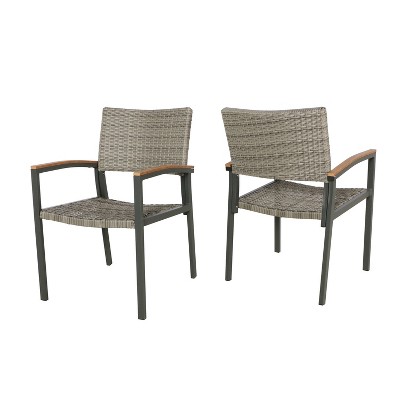 NicBex Outdoor Dining Chairs Set of 2 Modern Rattan Style Armchair with Backrest for Patio,Garden,Gray