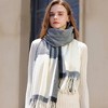 Anna-Kaci Women's Striped Scarf with Soft Cozy Fabric Two-Tone Design and Fringe Trim Detailing - 3 of 4