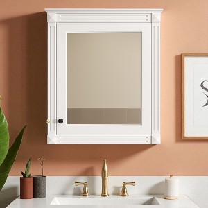 24'' x 27'' Wall Mounted Bathroom Storage Cabinet with Mirror, Modern Medicine Cabinet with Adjustable Shelf, Over Toilet Organizer - 1 of 4