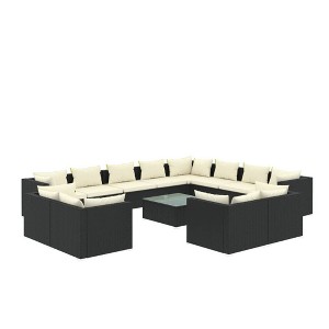 vidaXL Garden Lounge Set Black - 1 of 4
