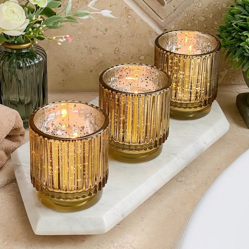 Ribbed Glass Votive Candle Holder (Set of 6), 4 of 13
