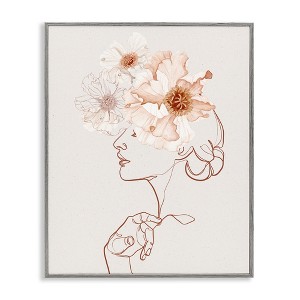 Stupell Industries Delicate Pink Flower Blossoms Woman Line Drawing Framed Giclee Art - 1 of 4