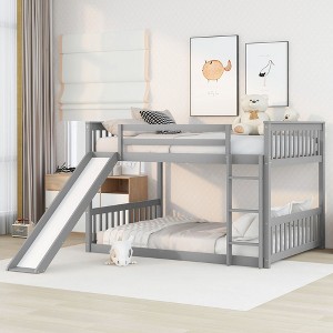 NicBex Full over Full Bunk Bed with Guardrail and Slide,Solid Pine Wood Twin Bed with Ladder,Modern Bunk Beds,Noise Reduced Bunk Beds for Bedroom - 1 of 4