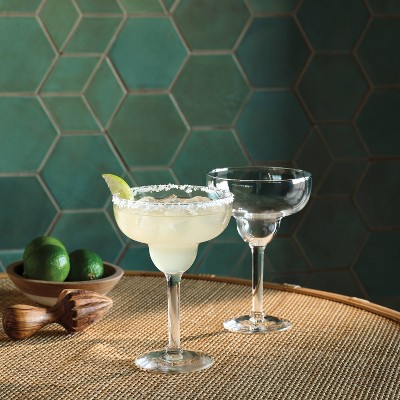 4pk Margarita Cocktail Glass Set - Threshold™: Clear Glass Drinkware, Dishwasher-Safe, 14.75oz Capacity, Service for 4 only 4 ‼️1 missing ‼️