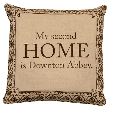 Heritage Lace 18" Square Downton Abbey Life "Second Home" British Damask Indoor Throw Pillow - Brown