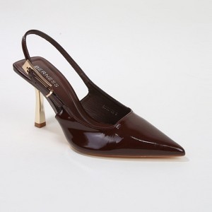 Berness Women's Honey Glossy Slingback Heels with Gold Buckle Detail - 1 of 4