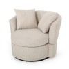 CAVINAS Contemporary Swivel Club Chair, Upholstered Accent Chair with Pillows, Curved Backrest, Circular Design, for Living Room or Bedroom - 3 of 4