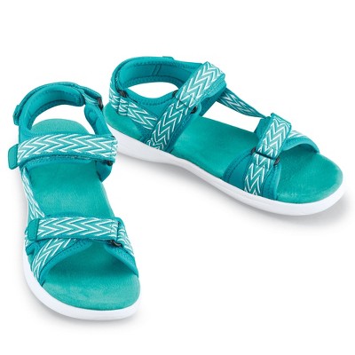Collections Etc Multi-Adjustable Stylish Zigzag Print Sporty Sandals