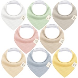 8pk Organic Quin Bandana Bibs, Baby Bibs for Drooling and Teething, Cotton Drool Bibs for Baby Girl, Baby Boy - 1 of 4