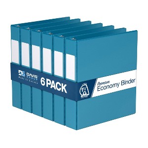 Davis Group 6pk 1.5" Premium Economy Angled D-Ring Binder Turquoise Blue: Hard Cover, 350 Sheet Capacity, 2 Pockets - 1 of 4