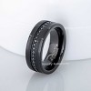 Jewelry Avalanche Mens Tungsten Carbide Eternity Wedding Band, Black CZ, Comfort-fit, Pipe Cut - 2 of 4