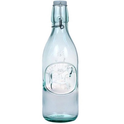 Amici Home Italian Recycled Green 34oz Hermetic Milk Bottle, Cow Embossed Design