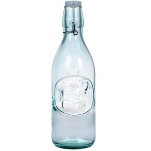 Amici Home Italian Recycled Green 34oz Hermetic Milk Bottle, Cow Embossed Design - 1 of 4