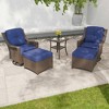 YARDSIGHT 2-Person All-Weather Wicker Patio Chat Set: 2 Chairs, 2 Ottomans & Glass-Top Coffee Table - 2 of 4