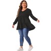 Agnes Orinda Women's Plus Size Babydoll V Neck Long Sleeve Winter Casual Button Half Placket Blouse - 3 of 4